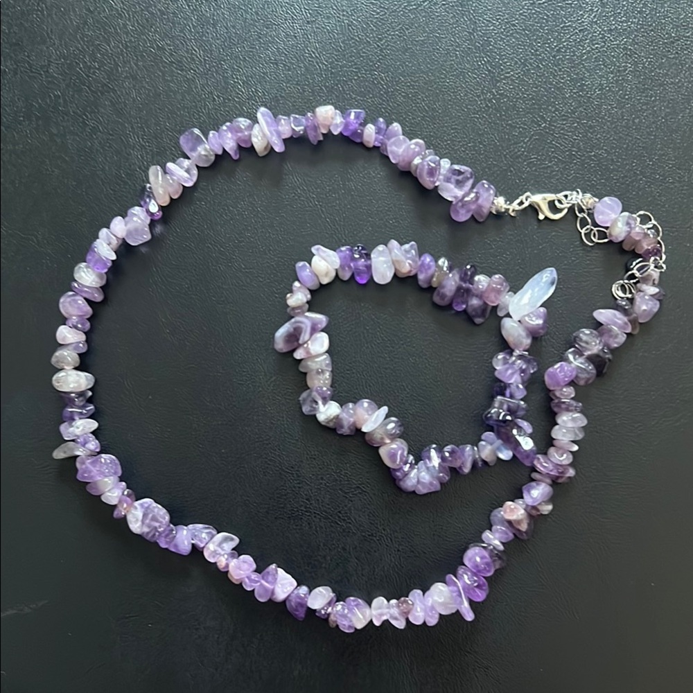 Amethyst Gemstone Necklace and Bracelet Set